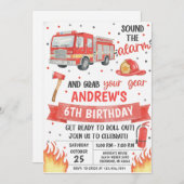 Invitation Personal fireman birthday party (Devant / Derrière)