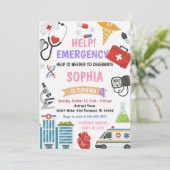 Invitation Personal Girl Nurse Doctor Pretend Birthday (Debout devant)