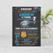 Invitation Personal Kids' Cop Policeman Birthday Party (Debout devant)