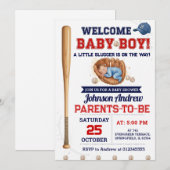 Invitation Personal Little Slugger Baseball Baby Shower (Devant / Derrière)