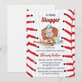 Invitation Personal Little Slugger Baseball Baby Shower (Devant / Derrière)