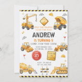 Invitation Personal Modern Construction Birthday Party (Devant)