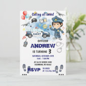 Invitation Personal Modern Police Officer birthday Party  (Debout devant)