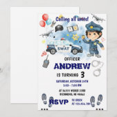 Invitation Personal Modern Police Officer birthday Party  (Devant / Derrière)