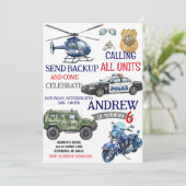 Invitation Personal Modern Police Policeman birthday for boy (Debout devant)