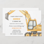 Invitation Personal Modern Simple Construction Birthday (Devant / Derrière)