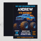 Invitation Personal Monster Truck Kids Party Birthday (Devant / Derrière)