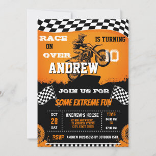 Invitation Personal Motocross Dirt Bike pour garçon Anniversa
