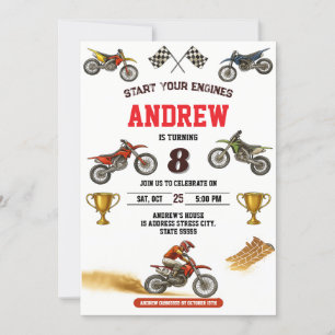 Invitation Personal Motorbike Motocross garçon Fête d'anniver