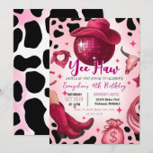 Invitation Personal Pink Cowgirl Disco Rodéo fête d'anniversa (Devant / Derrière)