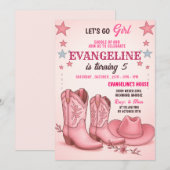 Invitation Personal Pink Cowgirl Disco Rodeo Occidental Anniv (Devant / Derrière)