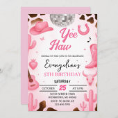 Invitation Personal Pink Space Cowgirl Disco Rodéo Anniversai (Devant / Derrière)