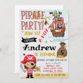 Invitation Personal Pirate Birthday Party Treasure Map (Devant / Derrière)