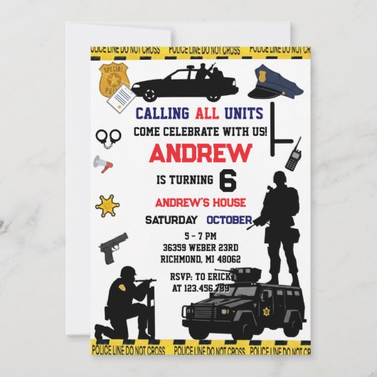 Invitation Personal Police Special Forces Birthday party (Devant)