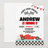Invitation Personal Retro Sports garçon Race Car Anniversaire (Devant / Derrière)