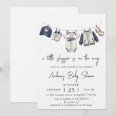 Invitation Personal Simple Baseball Baby Shower watercolor (Devant / Derrière)