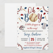 Invitation Personal Simple baseball Sports Baby Shower (Devant / Derrière)