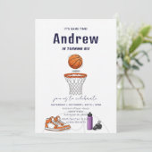Invitation Personal Simple Basketball Birthday party (Debout devant)