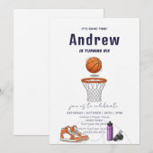 Invitation Personal Simple Basketball Birthday party (Devant / Derrière)