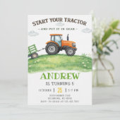 Invitation Personal simple Tractor Birthday (Debout devant)