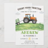 Invitation Personal simple Tractor Birthday (Devant / Derrière)