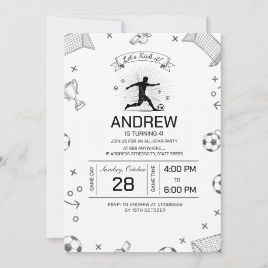 Invitation Personal soccer birthday party (Devant)