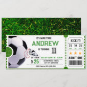 Invitation Personal Soccer Game Ticket Party (Devant / Derrière)