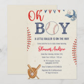 Invitation Personal Sport Digital Baseball Baby Shower (Devant / Derrière)
