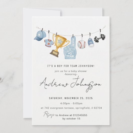 Invitation Personal Sports Baby Shower Bundle (Devant)