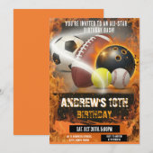 Invitation Personal Sports Birthday Printable All Sport (Devant / Derrière)