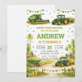 Invitation Personal Tractor Birthday (Devant / Derrière)