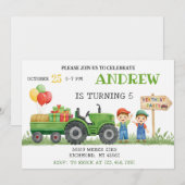 Invitation Personal Tractor Birthday (Devant / Derrière)