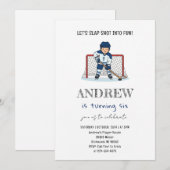 Invitation Personal Watercolor Hockey Birthday Party (Devant / Derrière)