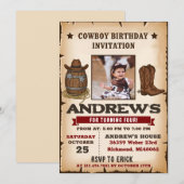 Invitation Personal Western Wild West Cowboy Birthday Party (Devant / Derrière)