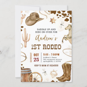 Invitation Personal Wild West 1st Cowboy Rodeo fête d'anniver