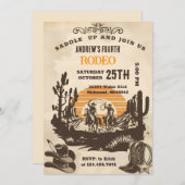 Invitation Personal Wild West Cowboy Birthday party (Devant / Derrière)