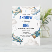 Invitation PersonalAvion 1er fête d'anniversaire pour garçon (Debout devant)