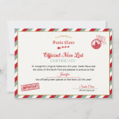 Invitation Personalised Official Nice List Certificate Santa (Devant)