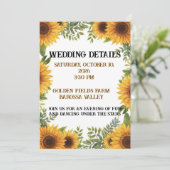 Invitation Personalised Sunflower Wedding Details Card (Debout devant)