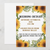 Invitation Personalised Sunflower Wedding Details Card (Devant / Derrière)