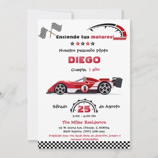 Invitation Personalizada De Cumpleaños Autos (Devant)