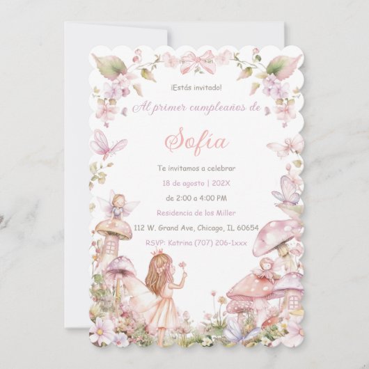 Invitation Personalizadas De Cumpleaños De Hadas (Devant)