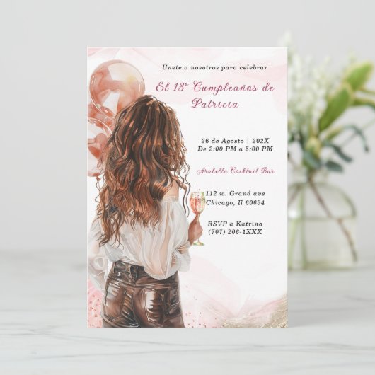 Invitation Personalizadas Para el 18º Cumpleaños en Español (Debout devant)