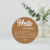 Invitation Personalize Custom Hello World Baby Sign Template (Debout devant)