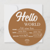 Invitation Personalize Custom Hello World Baby Sign Template (Devant)