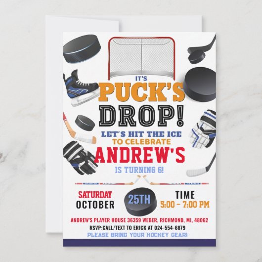 Invitation Personalize Digital Hockey Birthday Party (Devant)