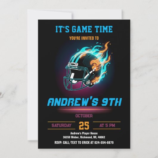 Invitation Personalize Sport Football Birthday (Devant)