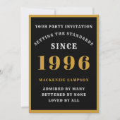 Invitation Personalized 30th Birthday 1996 Elegant Black Gold (Devant)