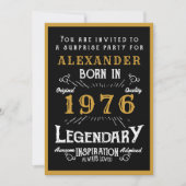 Invitation Personalized 50th Birthday 1976 Black Gold Legend (Devant)