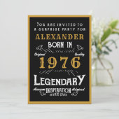 Invitation Personalized 50th Birthday 1976 Black Gold Legend (Debout devant)
